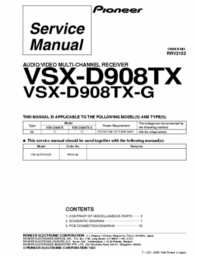 Pioneer VSX-D908TX-G Pioneer VSX-D908TX-G Schematic